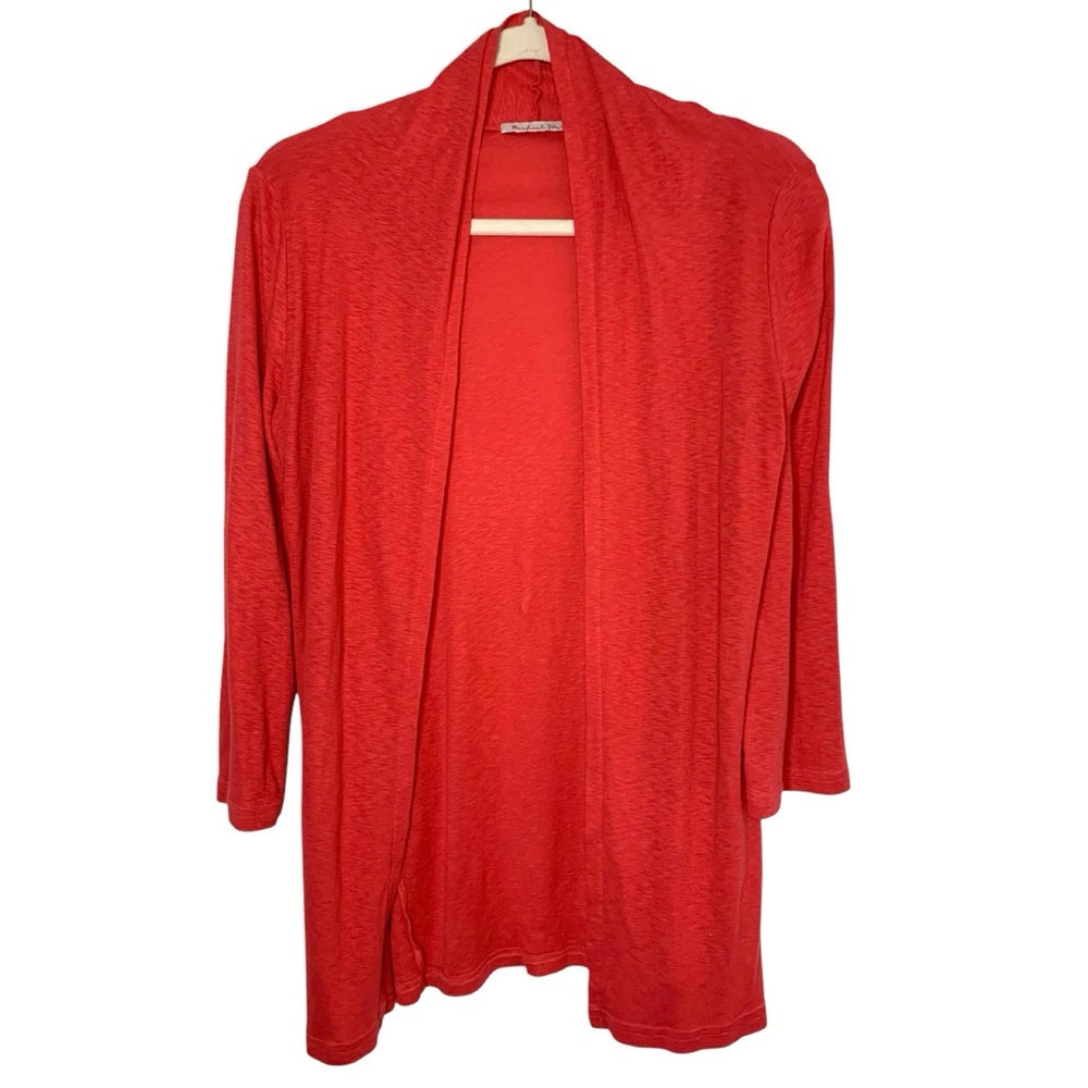 Michael Stars Bright Coral One Size Lightweight Cardigan Sweater Cotton Blend